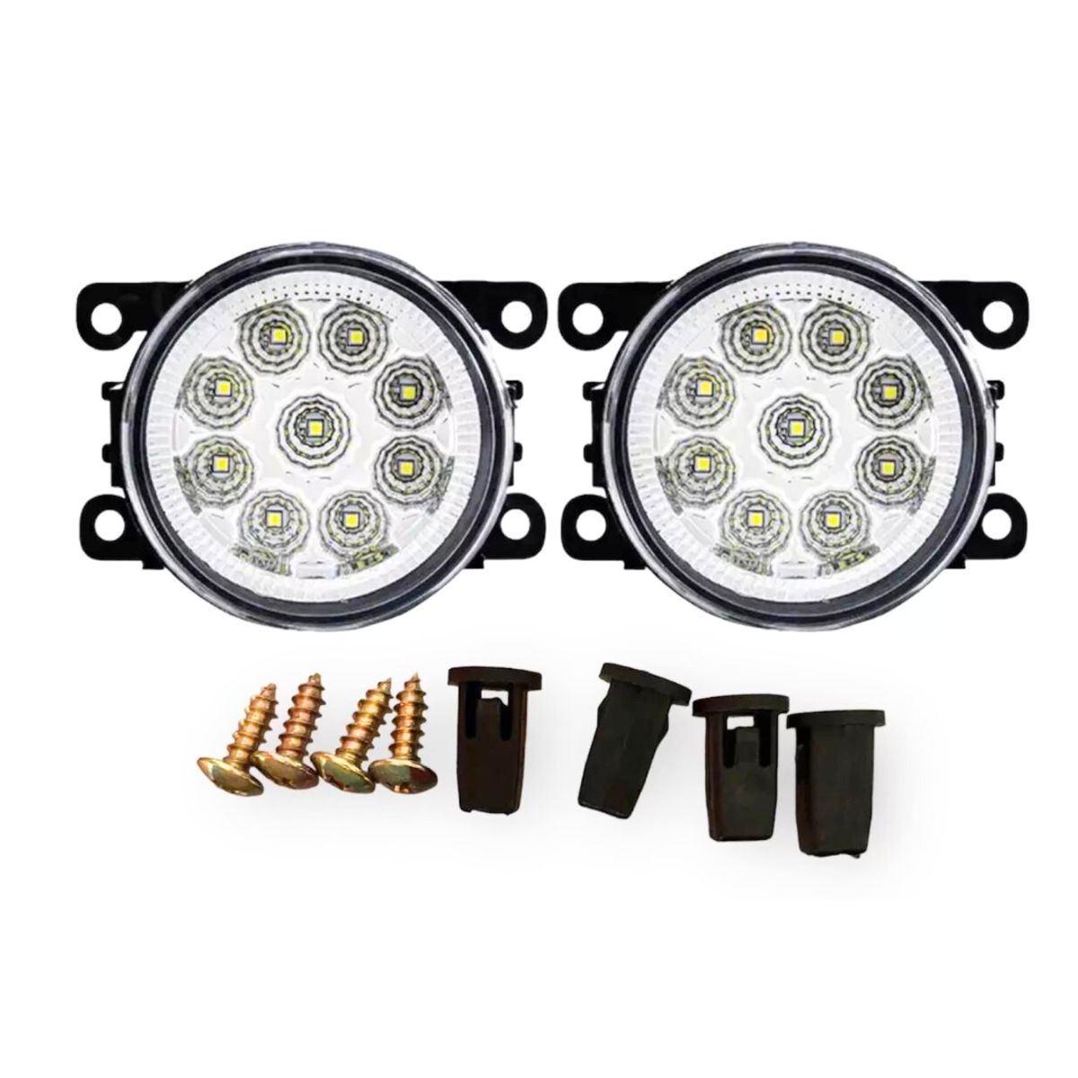 GENERICO - Par Focos Neblineros 9led 91mm Blanco + Blanco