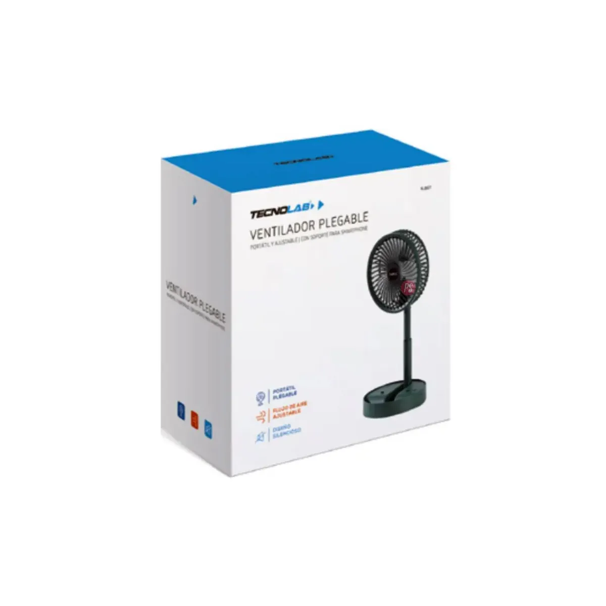 TECNOLAB - Ventilador Portátil Plegable Con Pedestal USB Verde - PS
