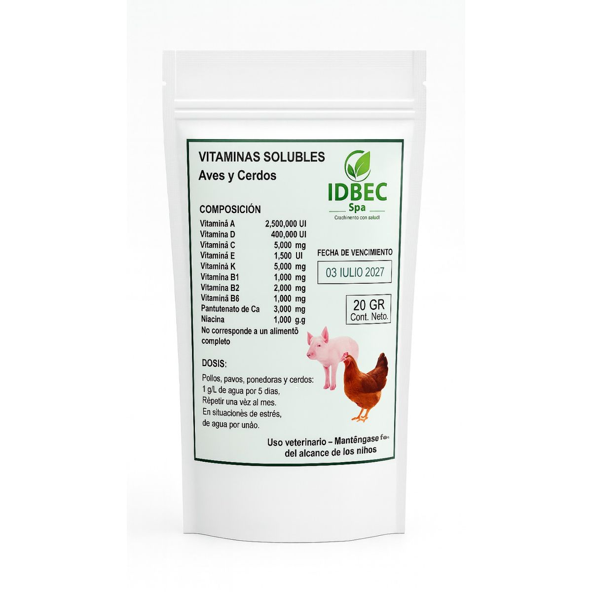 GENERICO - vitaminas solubles para gallinas y aves en general sachet 20 gramos