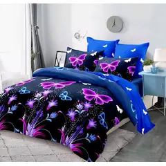 GENERICO - SABANA KING TF AZUL PATRON DE MARIPOSA JUEGO DE 4 PZA