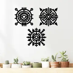 ELAB PROPIA - Set 3 Cuadros Mitología Azteca 30cm C.u. Madera Fun Republic