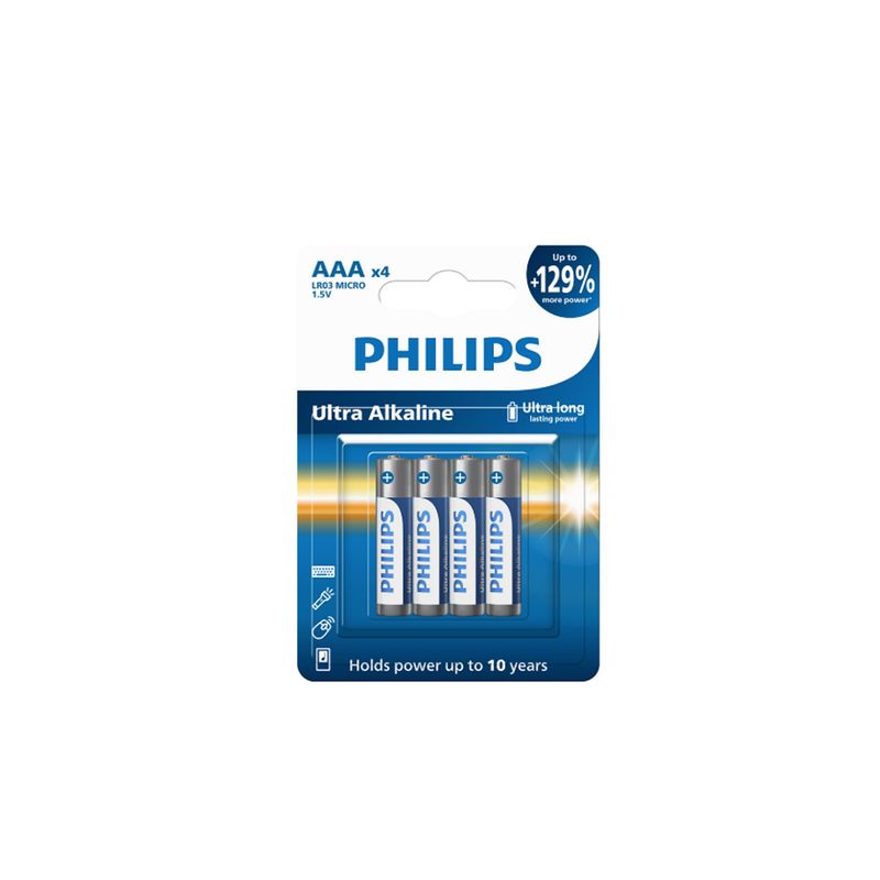 PHILIPS - 4 Pilas Alcalinas AAA Blíster Philips LR03E4B - PS