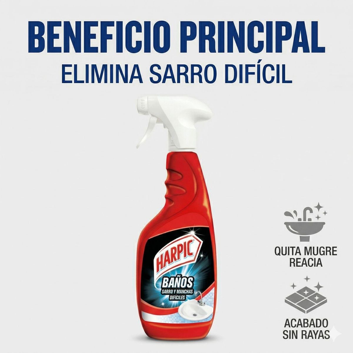 HARPIC - Limpiador Baño Sarro y Manchas Difíciles Gatillo 495 ml