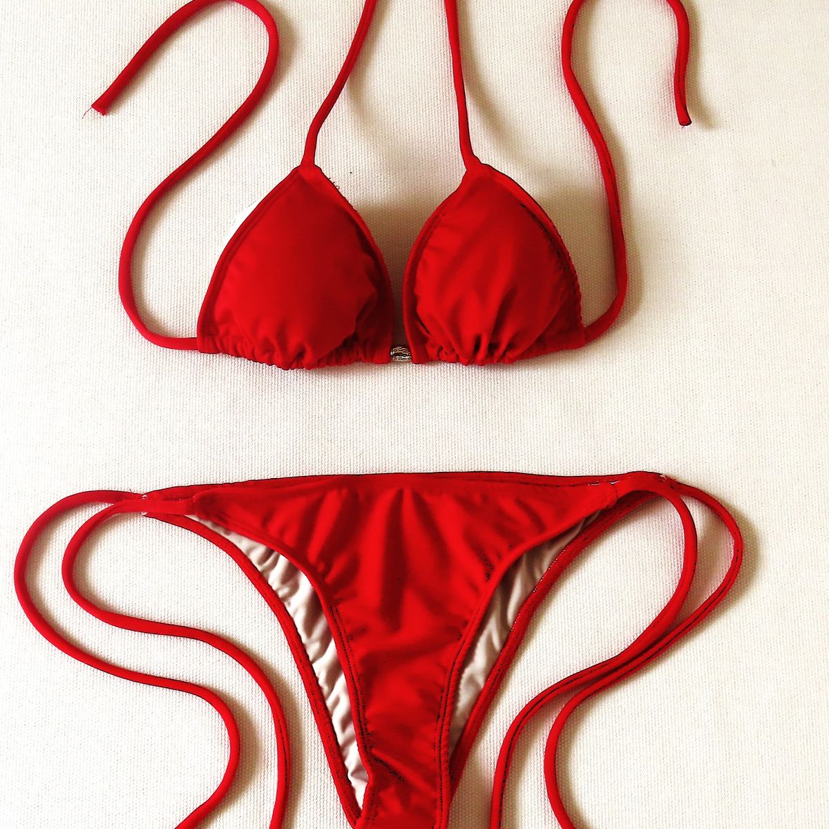 CREA PRINT - Traje de Baño Bikini Mod CHOCOLATE Top Triángulo y Bottoms con tiras