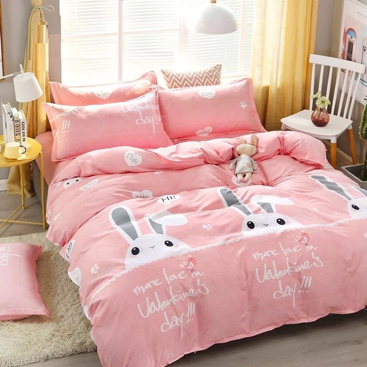 GENERICO - SABANA 1.5 PLAZA TF ROSA CONEJITO SET DE 3 PIEZAS