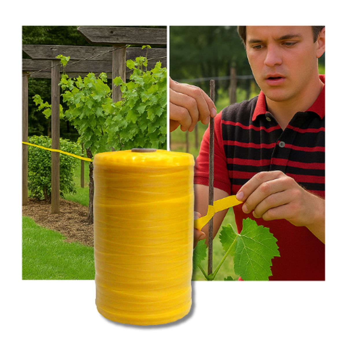 MARIENBERG - Cinta Amarra Viña Manual Bobina de 4kg aprox 20mm Amarilla 6 Bobinas