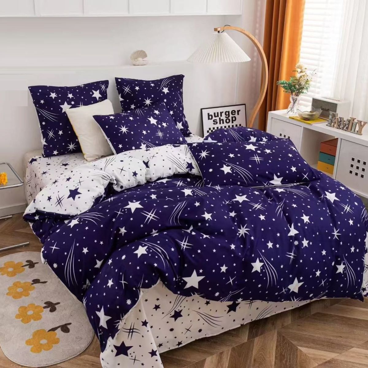 GENERICO - SABANA 1.5 PLAZA TF AZUL ESTRELLAS SET DE 3 PIEZAS