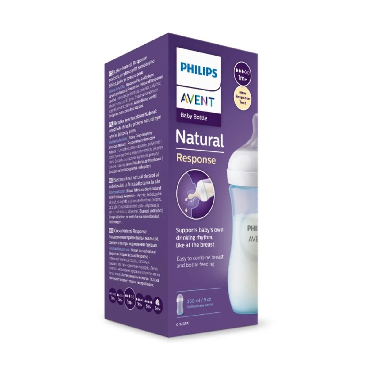 AVENT - Mamadera Avent Natural Response 260ml 1m+ Azul