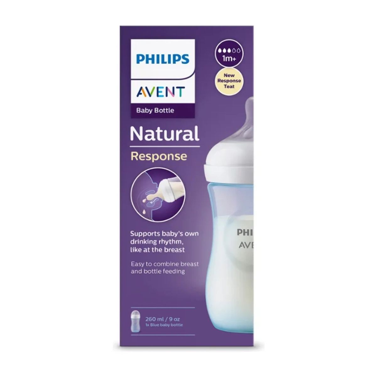 AVENT - Mamadera Avent Natural Response 260ml 1m+ Azul