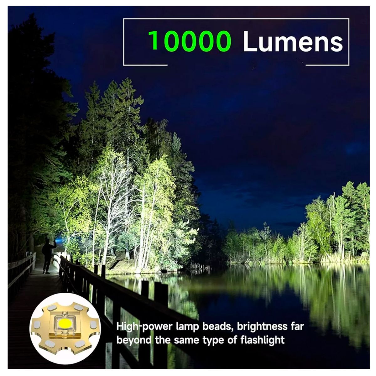 GENERICO - Linterna Led Táctica 12000lm Recargable Con Alarma Sonora