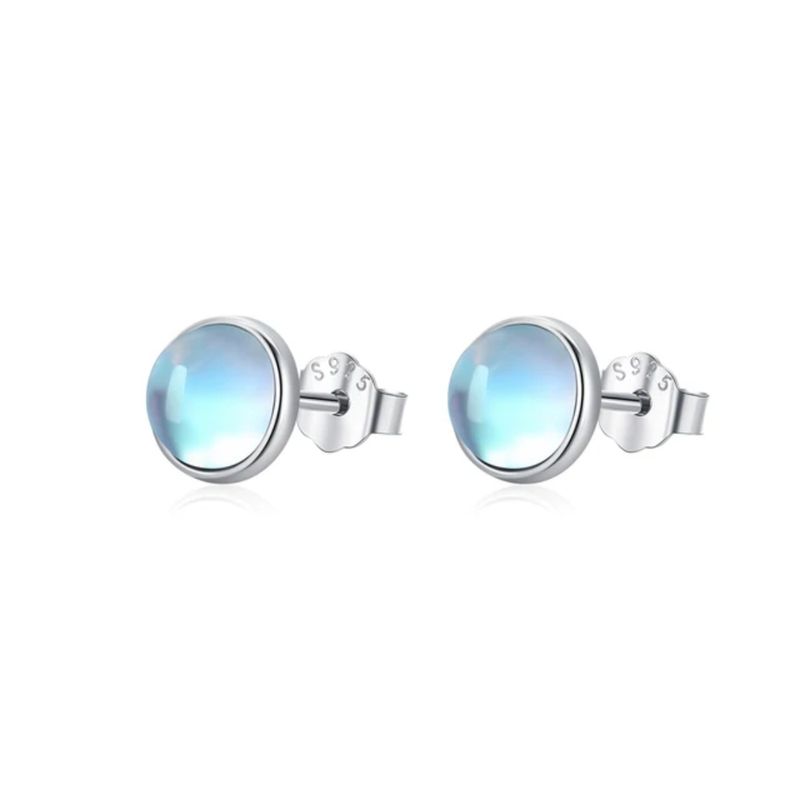 GENERICO - Aros piedra luna 6mm plata 925 joya mujer