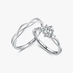 GENERICO - Anillos parejas ajustables amor ilusión plata 925