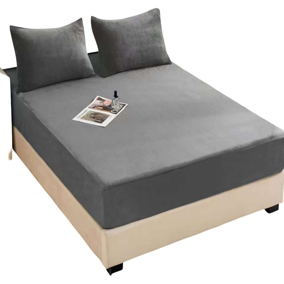 GENERICO - Cubre Colchon Protector Impermeable Plush - Gris - king plazas