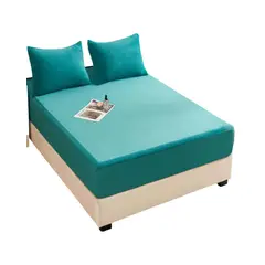 GENERICO - Cubre Colchon Protector Impermeable Plush - Turquesa - SUPER KING