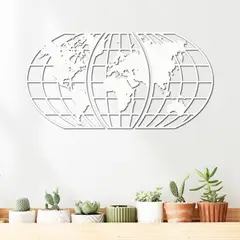 ELAB PROPIA - Set 3 Cuadros Mapamundi 40x77cm en Total - Madera Fun Republic