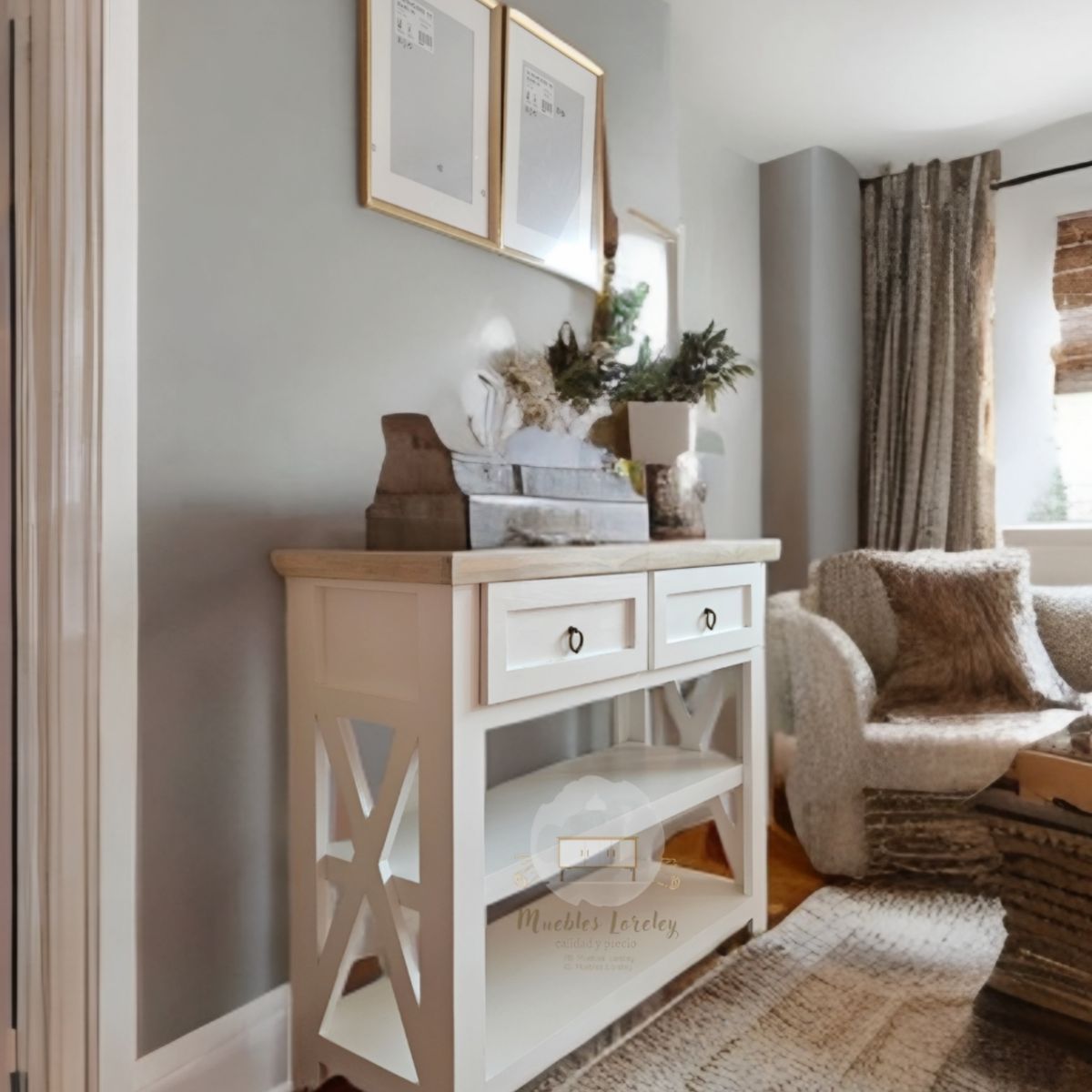 RUSTIC STYLE - ARRIMO DE MADERA EN DECAPADO + TIRADOR PREMIUM DELUXE