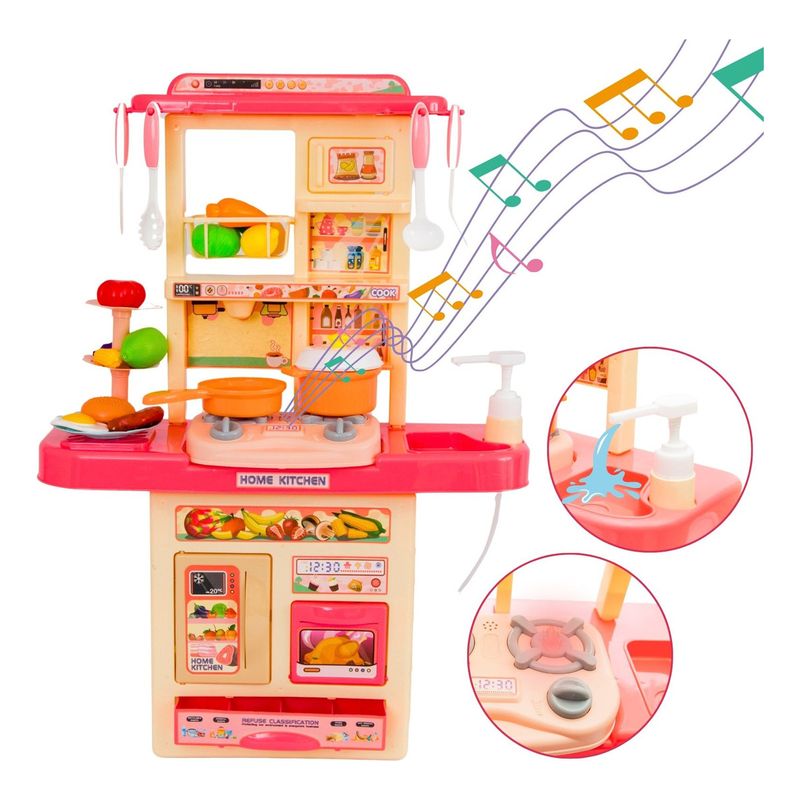 TOYUN TOYUN - Kit Completo De Cocina De Juguete Para Niños Rosa