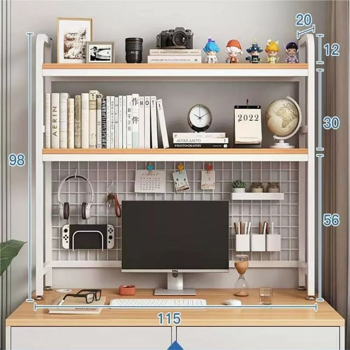 ANYHOGAR - Organizador De Escritorio Multifuncional Con Repisa Metal