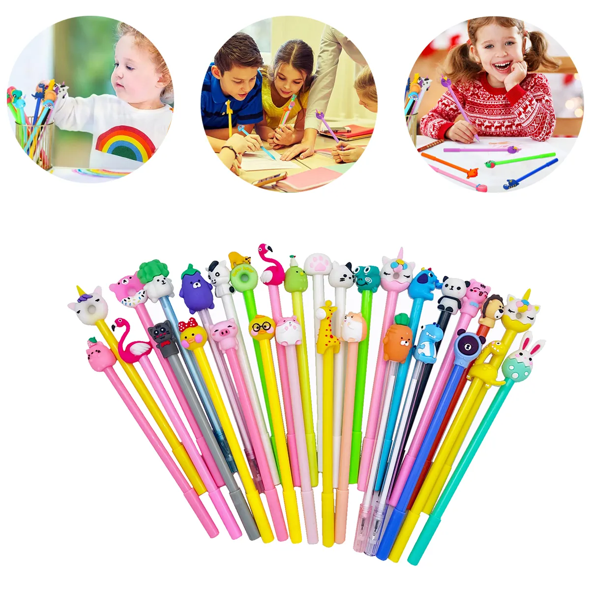ATURE - Set 60 Lápices Boligrafo Con Diseño De Animales Lindos 0.5mm