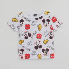 DISNEY - Polera Manga Corta Niño Mickey Printed Parts Blanco
