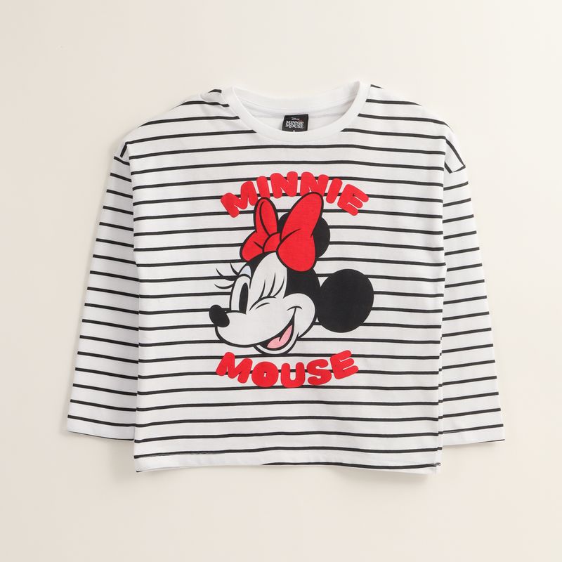 DISNEY - Polera Manga Larga Niña Minnie Classic Lines Blanco Disney