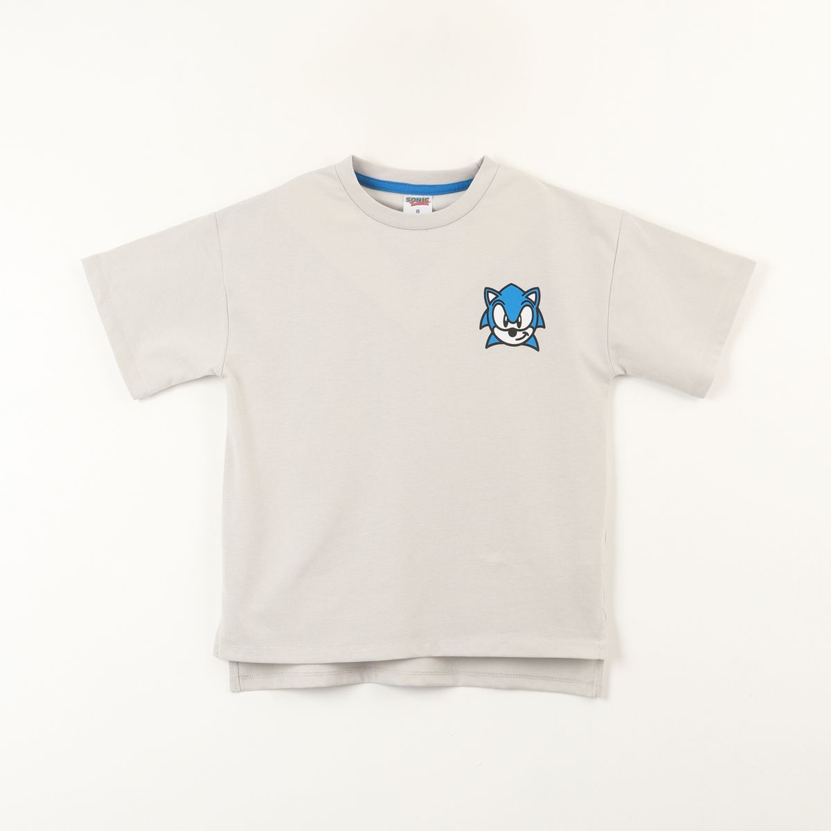 SONIC - Polera Manga Corta Niño Oversize Espalda Gris Sonic