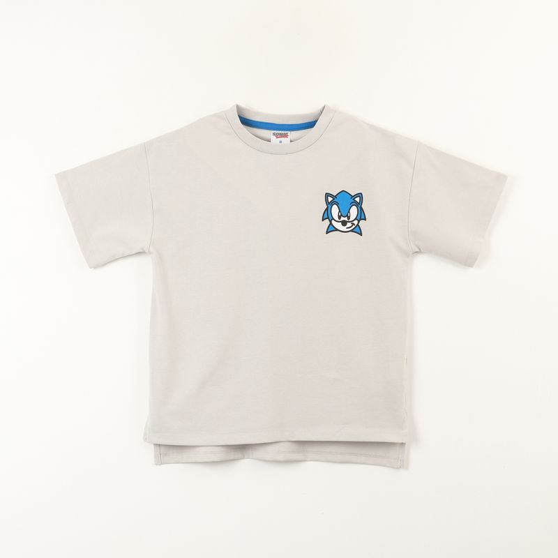 SONIC - Polera Manga Corta Niño Oversize Espalda Gris Sonic