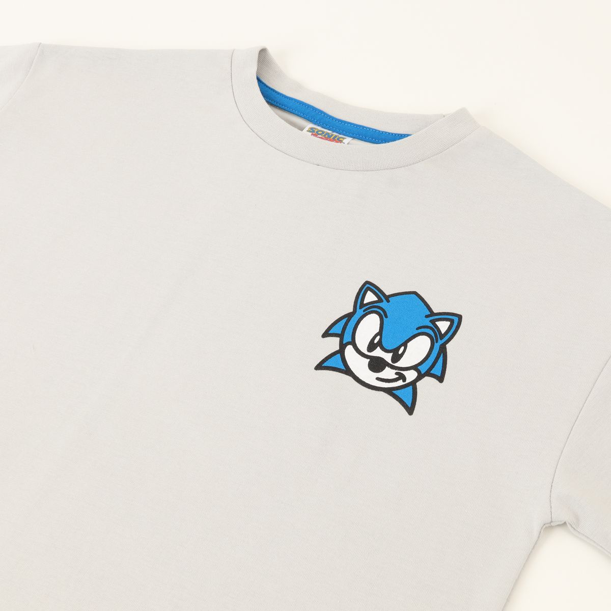SONIC - Polera Manga Corta Niño Oversize Espalda Gris Sonic