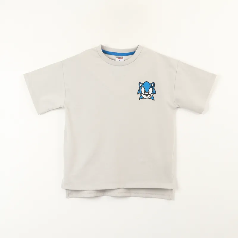 SONIC - Polera Manga Corta Niño Oversize Espalda Gris Sonic