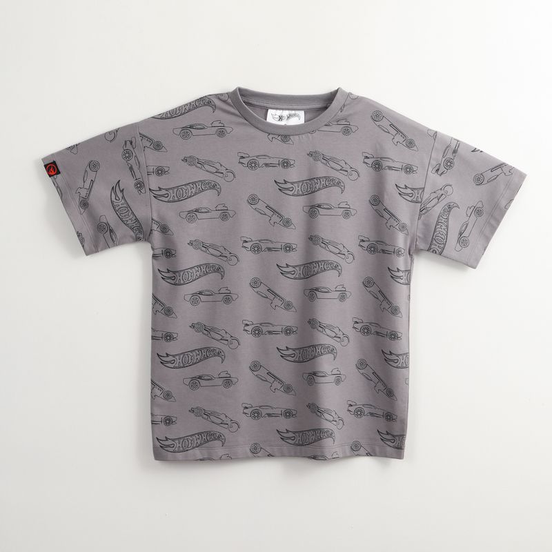 HOT WHEELS - Polera Manga Corta Niño Full Of Cars Gris Hot Wheels