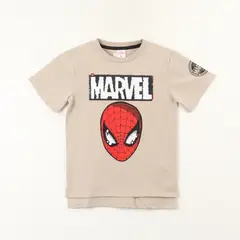 MARVEL - Polera Manga Corta Niño Spiderman Lentejuelas Beige