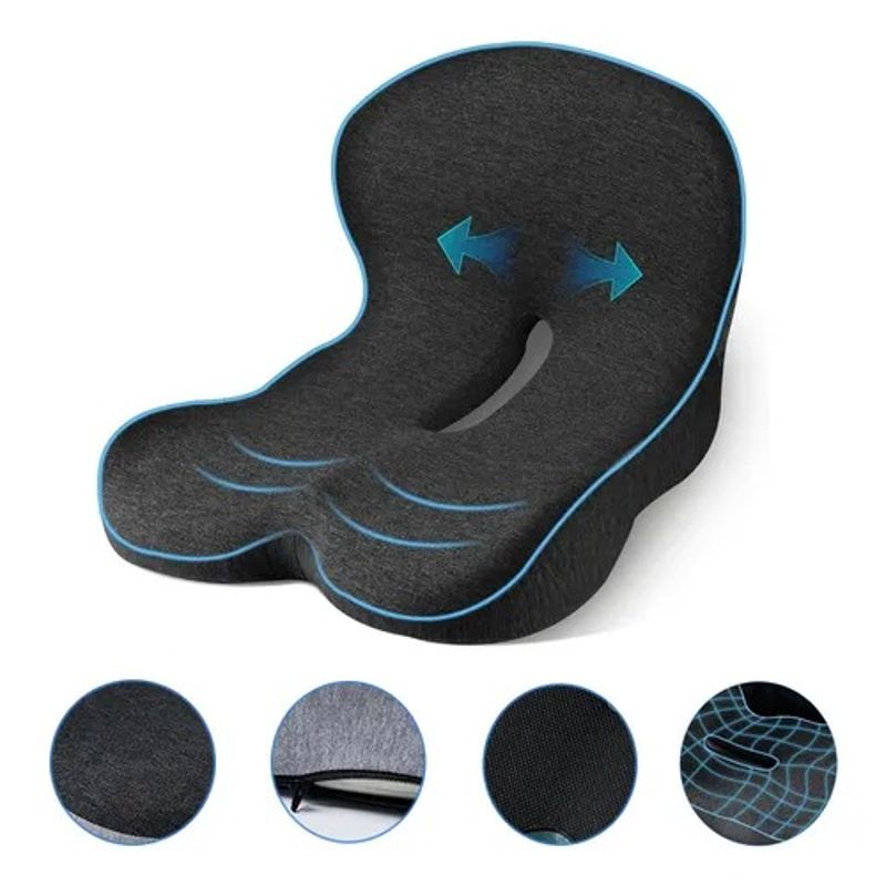 EVERSO - Cojín De Asiento Con Soporte Lumbar Memory Foam Para Silla