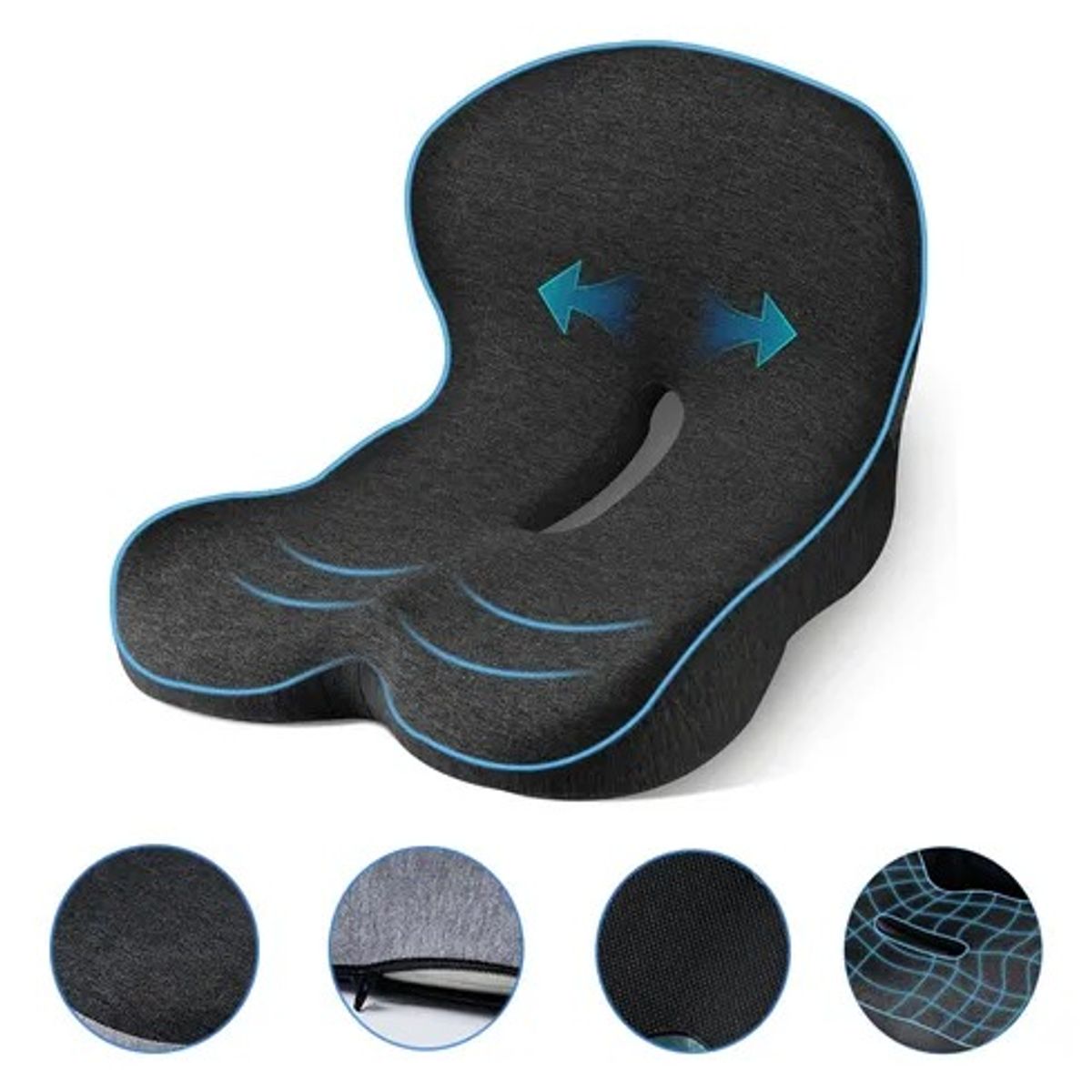 EVERSO - Cojín De Asiento Con Soporte Lumbar Memory Foam Para Silla