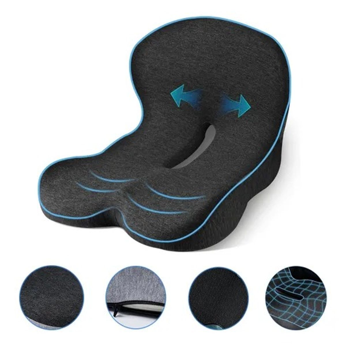 EVERSO - Cojín De Asiento Con Soporte Lumbar Memory Foam Para Silla