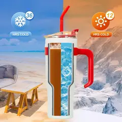 EDWINAYY - Botella Térmica Flip Straw Con Asa Y Pajita - 1200ml