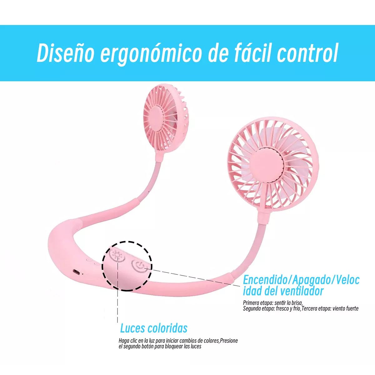 EDWINAYY - Ventilador De Cuello Portátil De Cuello Colgante Portátil