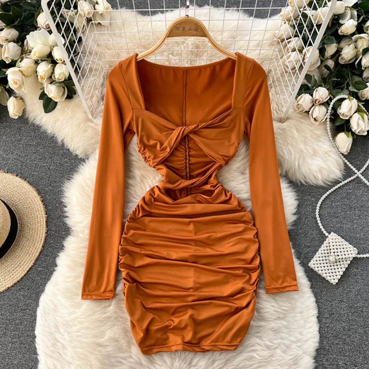 EDWINAYY - Vestido Sexy De Tirantes Corto Ajustado Para Mujer