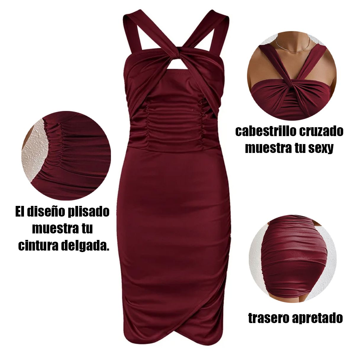 EDWINAYY - Vestido Sexy Paquete Cadera Vestido Corto Vestido Delgado