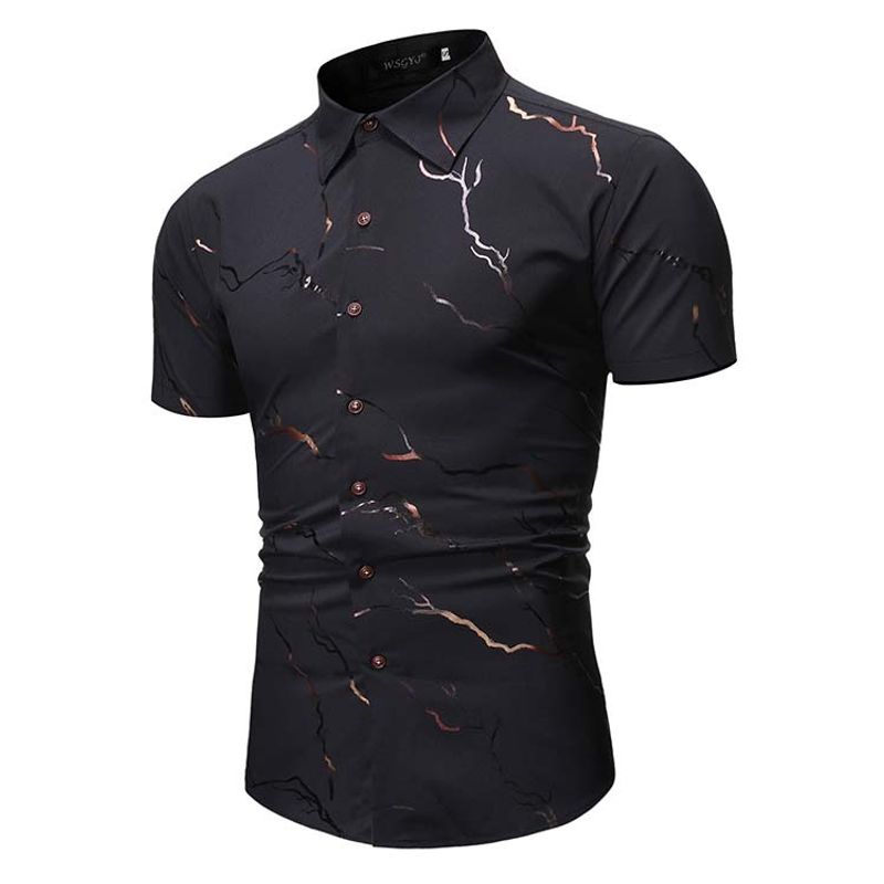 EDWINAYY - Camisa Hombre Verano Informal Con Impresión De La Moda
