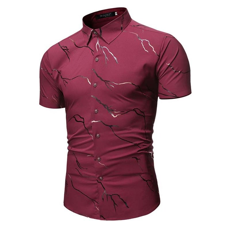 EDWINAYY - Camisa Hombre Verano Informal Con Impresión De La Moda