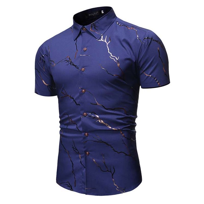 EDWINAYY - Camisa Hombre Verano Informal Con Impresión De La Moda