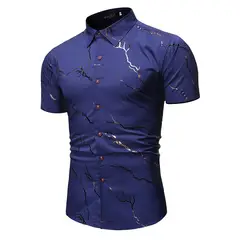 EDWINAYY - Camisa Hombre Verano Informal Con Impresión De La Moda