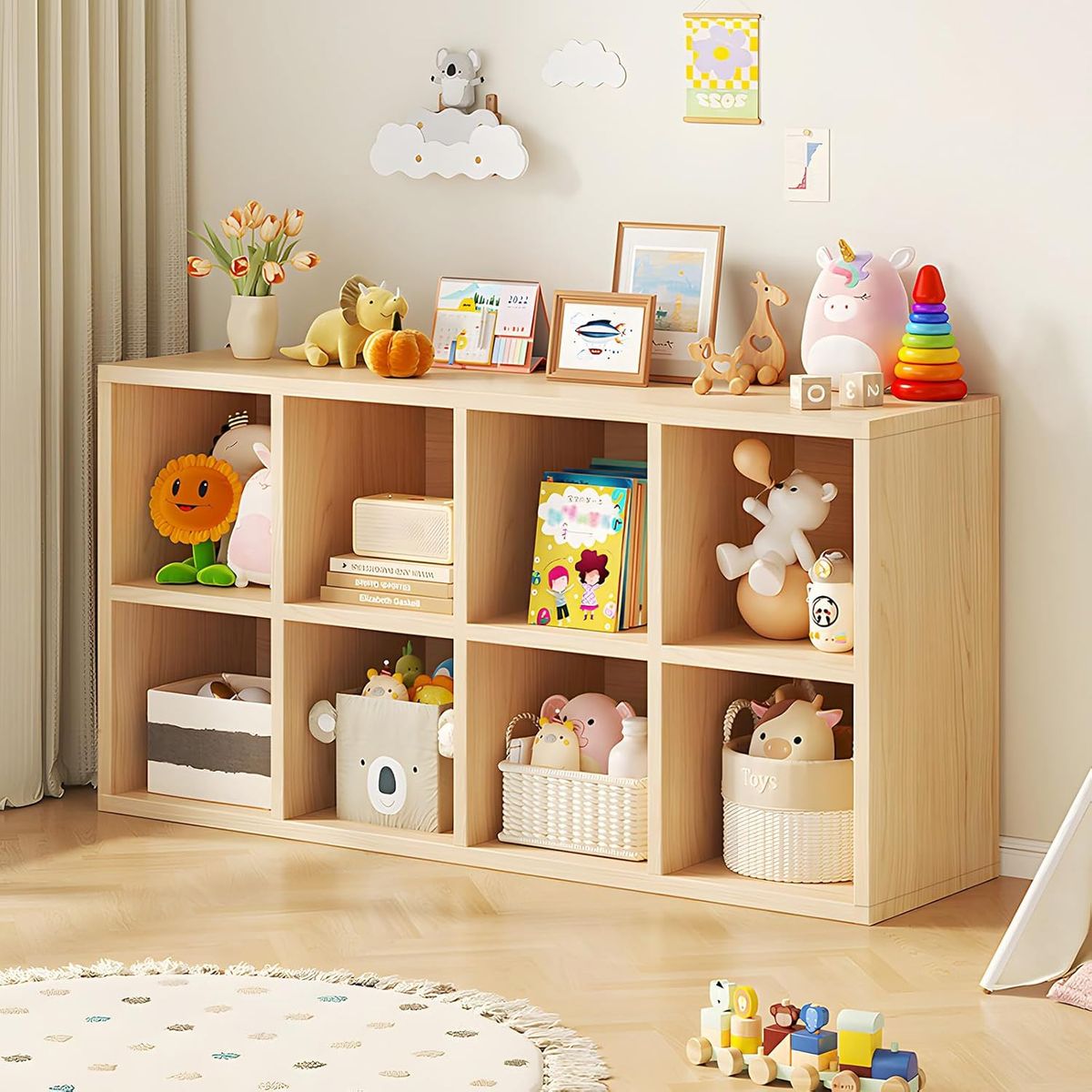 ROHE - Estanteria Librero 4+4 Color Madera 120×30×70 cm