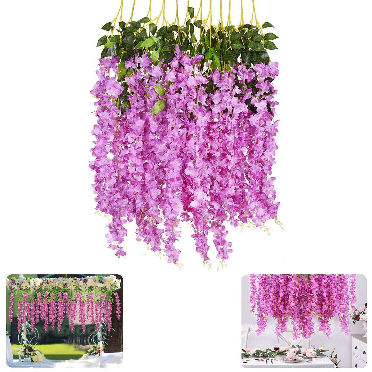ATURE - Pack 12 Colgantes Flores Artificiales Guirnaldas Decoración