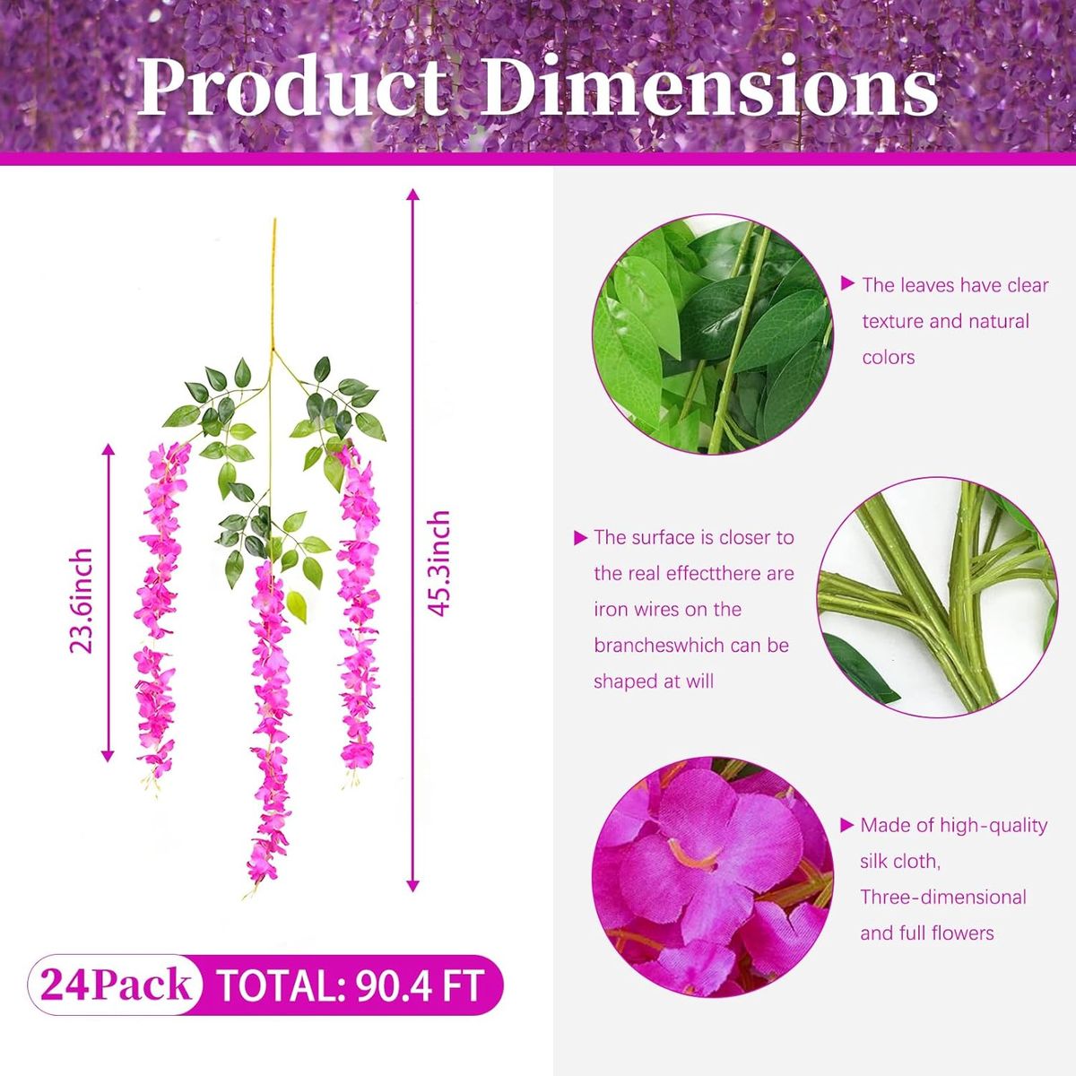 ATURE - Pack 12 Colgantes Flores Artificiales Guirnaldas Decoración