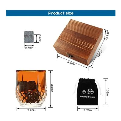 Imagen 2 del producto Whiskey Stones Set Granito Chill+2 Vasos Whiskey Caja Madera