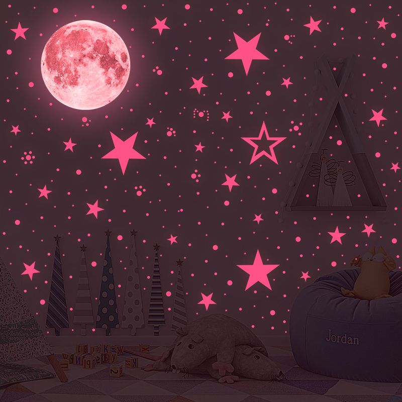 GENERICO - Adhesivos Fluorescentes De Estrellas Y Lunas Brillant-Rosa
