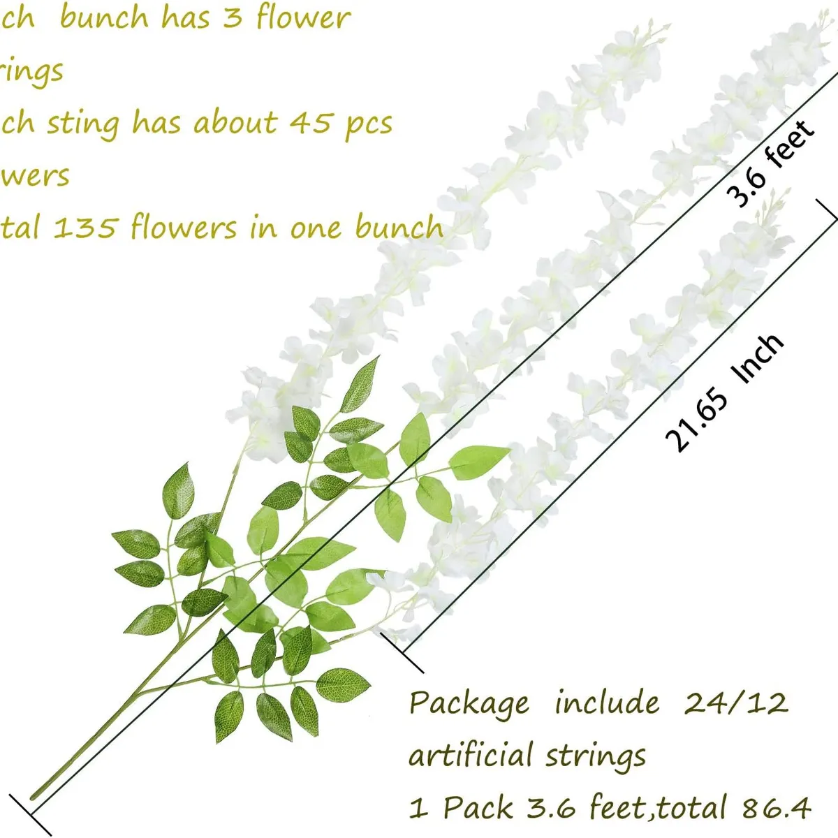 ATURE - Pack 12 Colgantes Flores Artificiales Guirnaldas Decoración