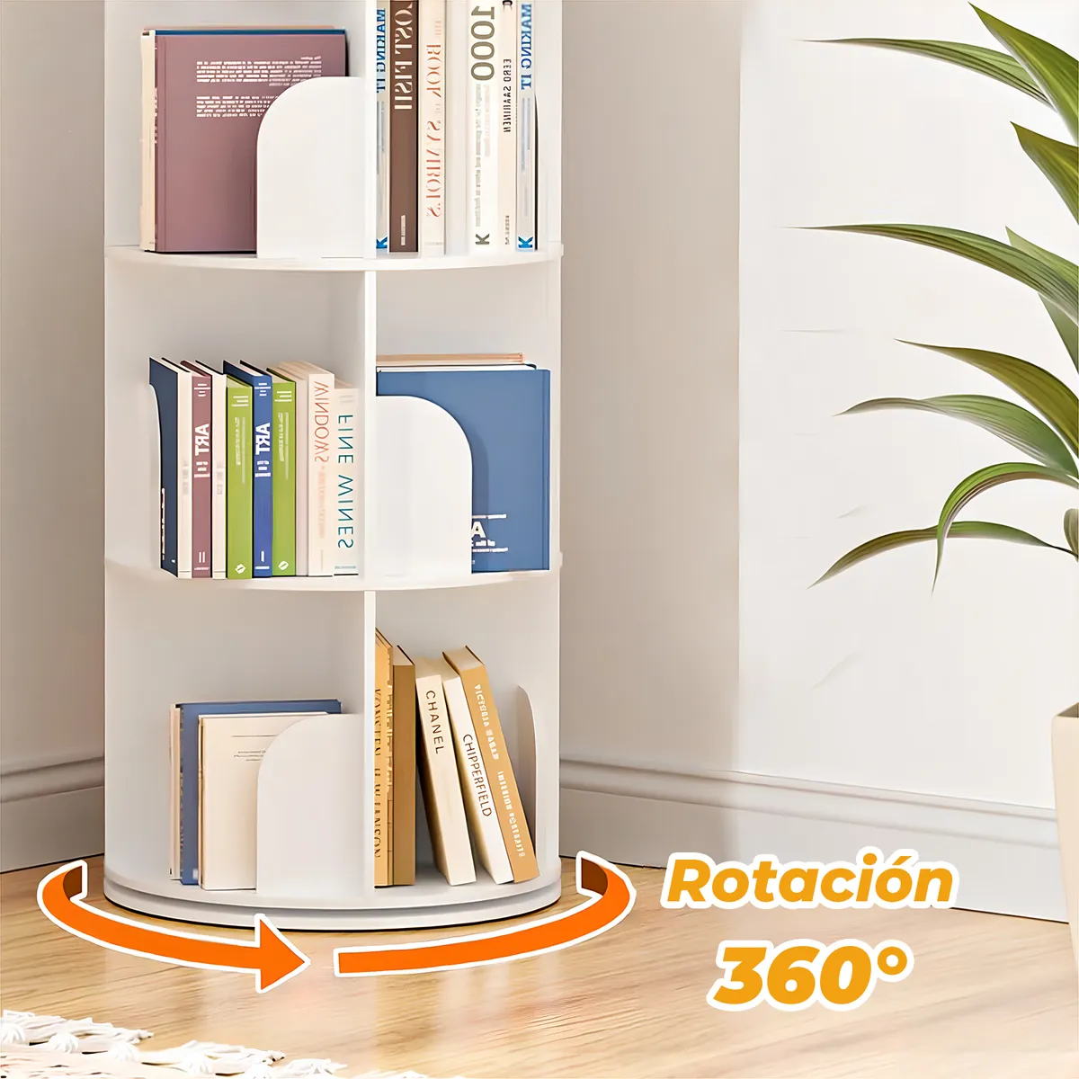ROHE - Biblioteca Giratoria Librero Organizador Blanco 125x46x46cm