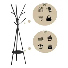 GENERICO - Perchero De Pie Metal Colgador Ropa Con 9 Ganchos 180cm Negro